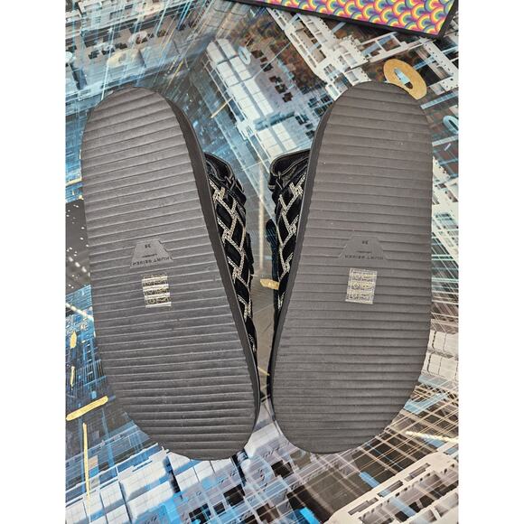 KURT GEIGER London Orson Quilted Leather Slingback Sandals Black/White Size 7.5 - Picture 5 of 11